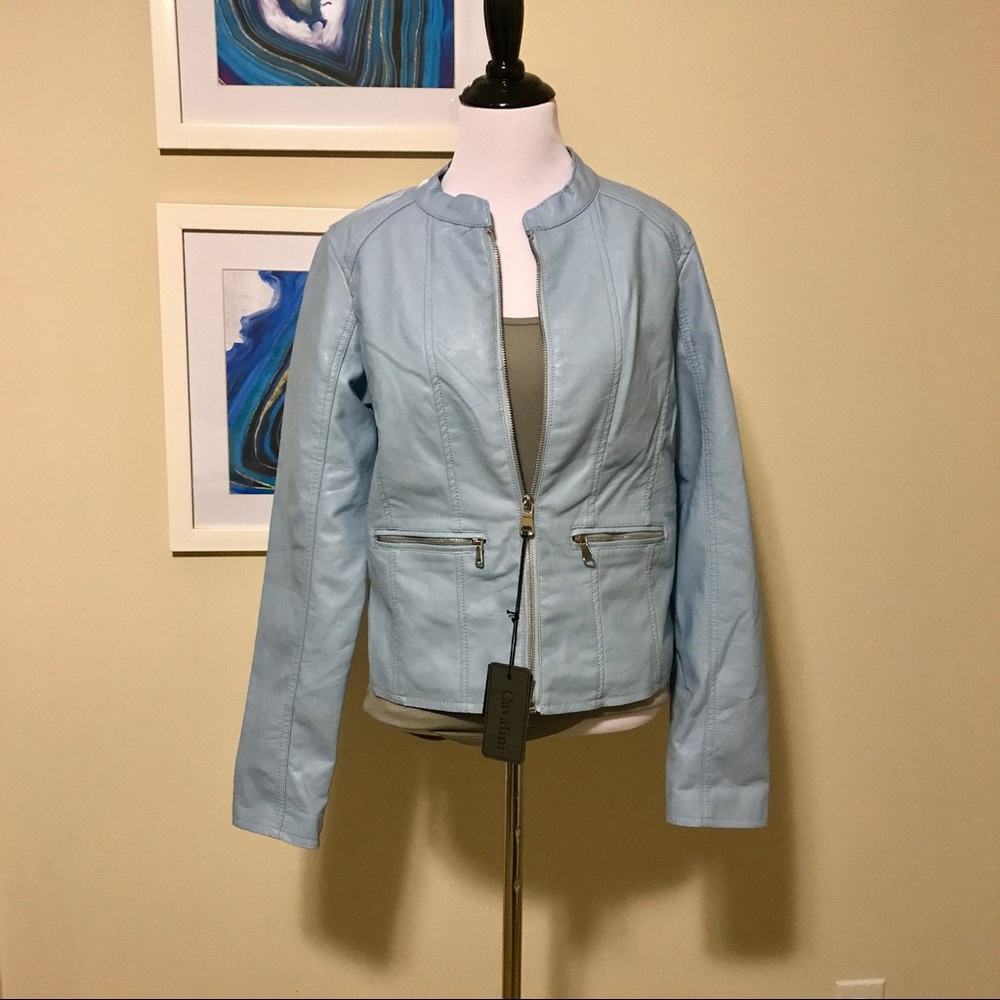 🔥NWT faux leather moto jacket by CAVALINI🔥
